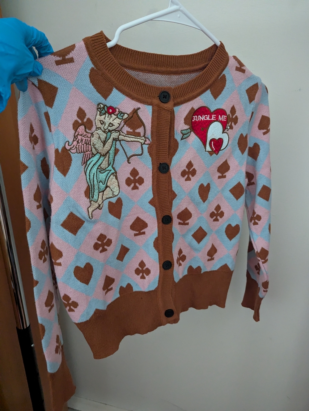 Brown and Pink Patterned Women's Sweater